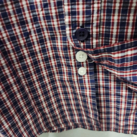 Trouvaille men's button-down shirt size XXL plaid red and blue long sleeve - Picture 6 of 8